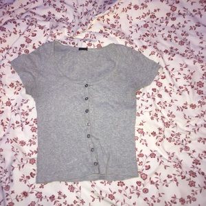 Zelly ribbed button-up top